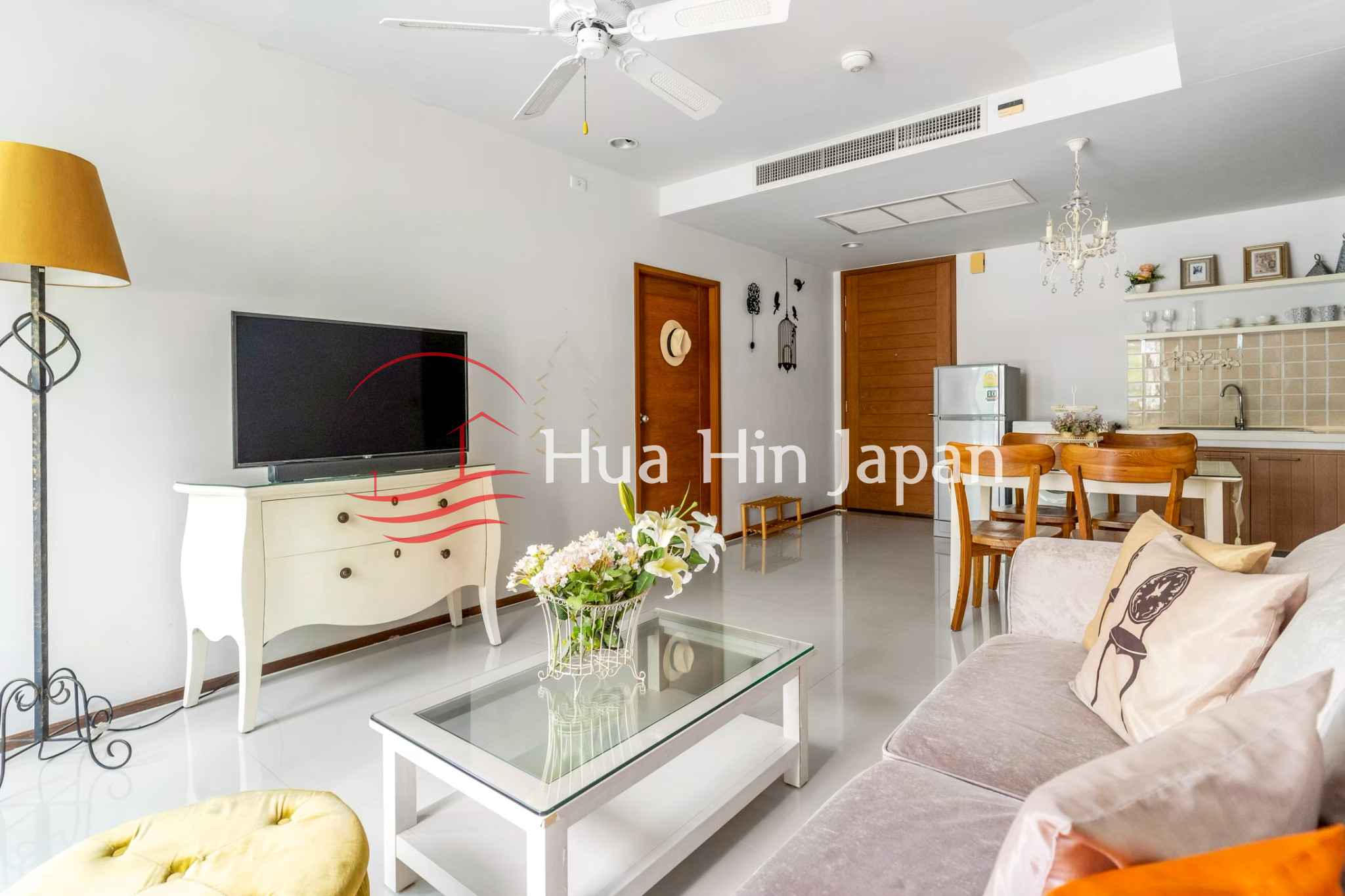 2 Bedroom Pool View Condo kitchen drawing room