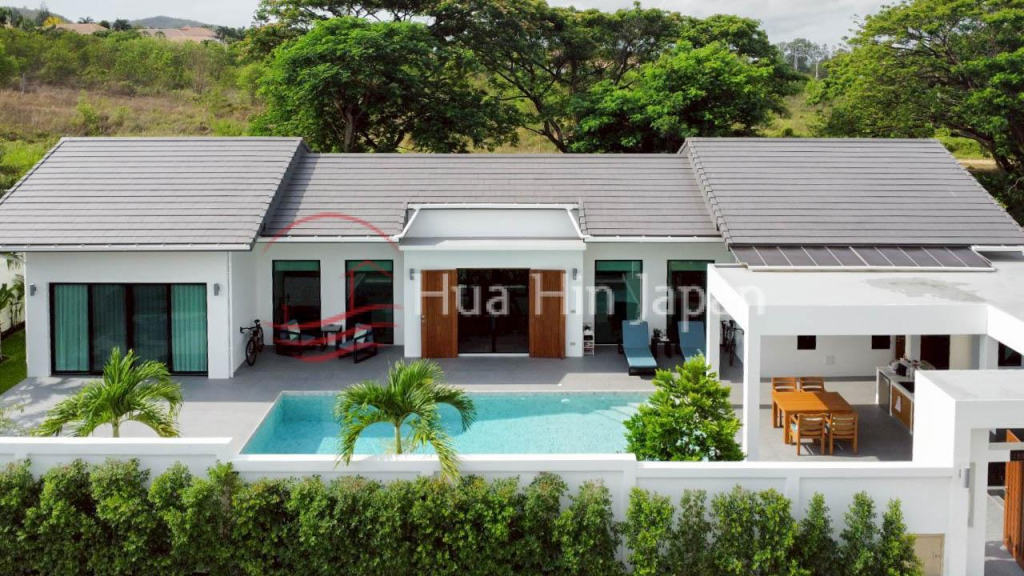 Very Solid Tropical-Modern Style 3 Bedroom  Pool Villa Close to Pineapple Valley Golf in Hua Hin for Rent (Completed in 2024, Fully Furnished)