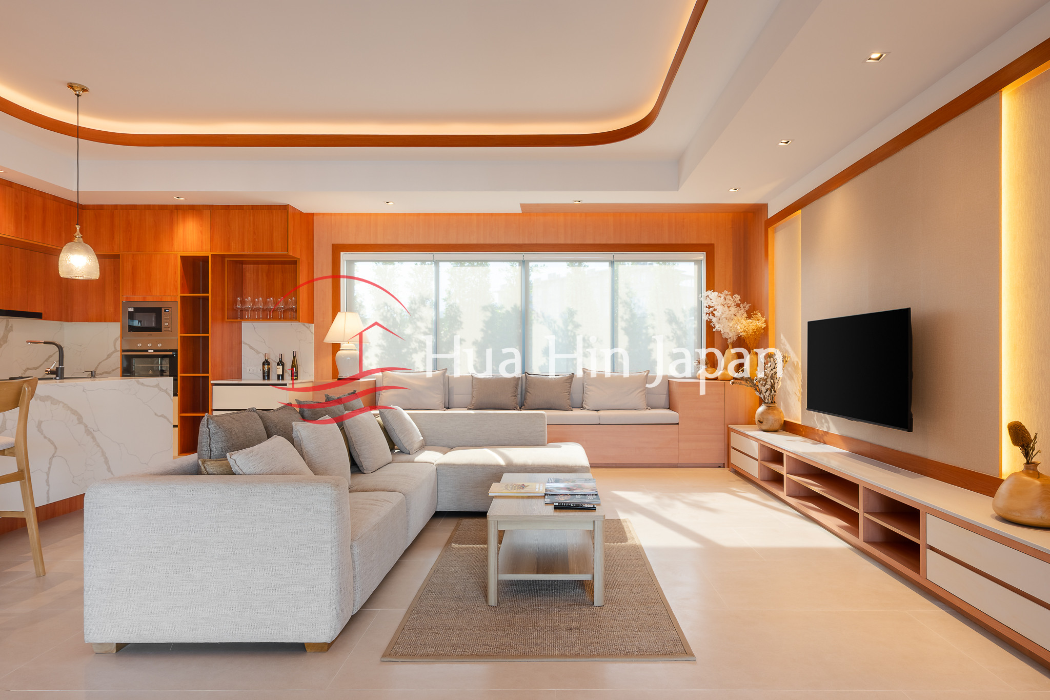 3-4 Bedroom Balinese Pool Villa kitchen area, drawing area
