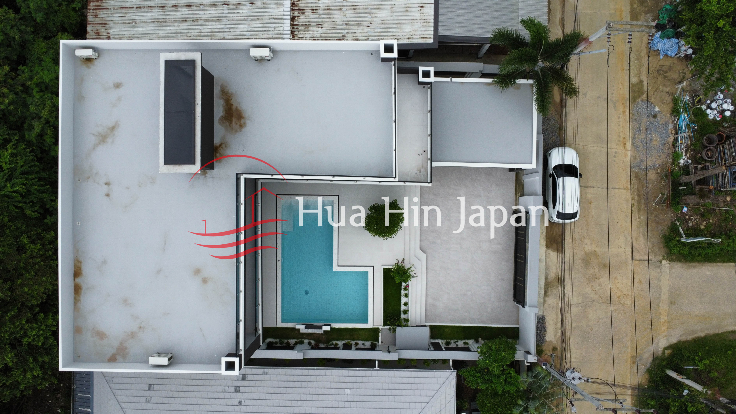 Brand New - Luxury 4 Bed Room Pool Villa full view with swimming pool area drone view
